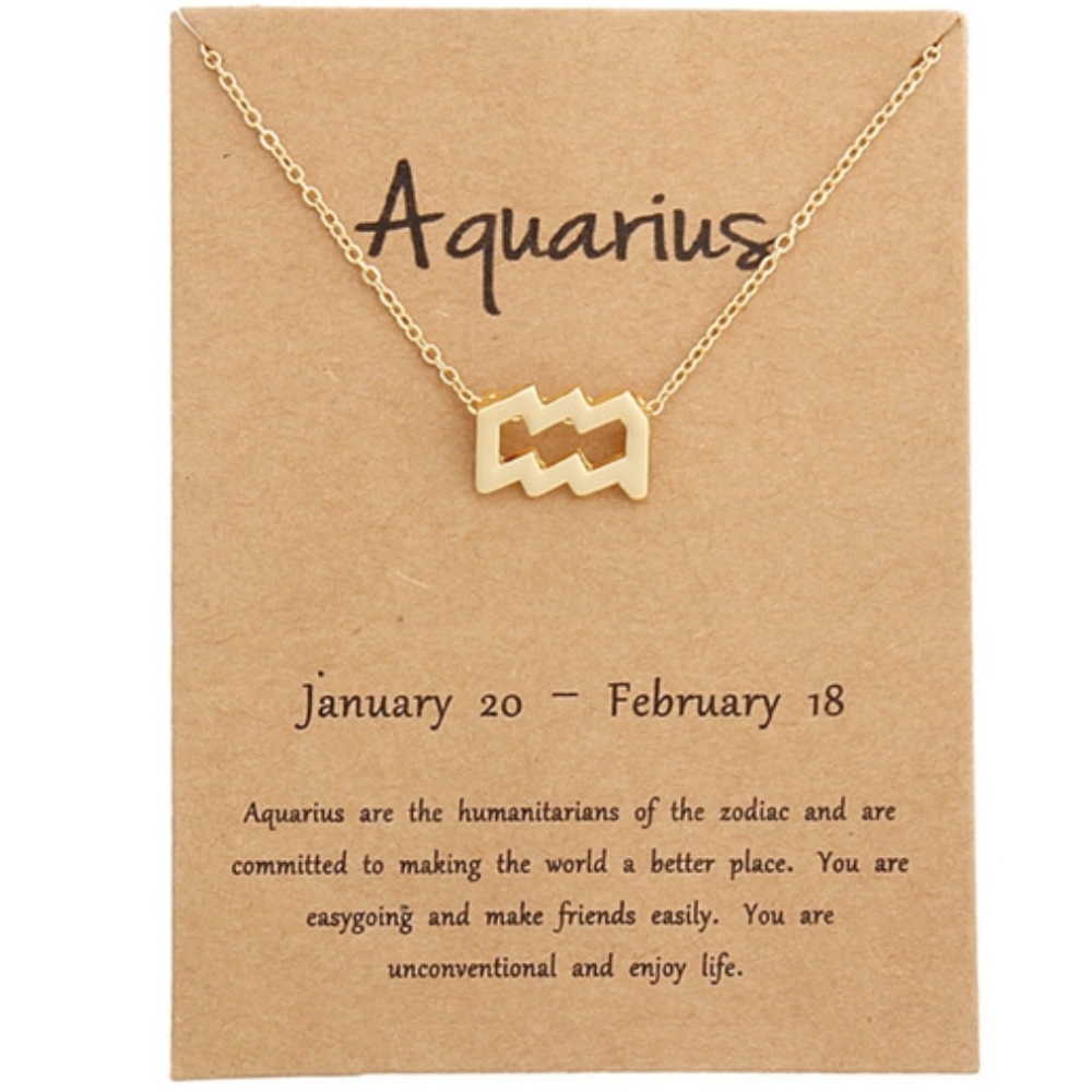 Zodiac Charm Pendant Necklace AQUARIUS